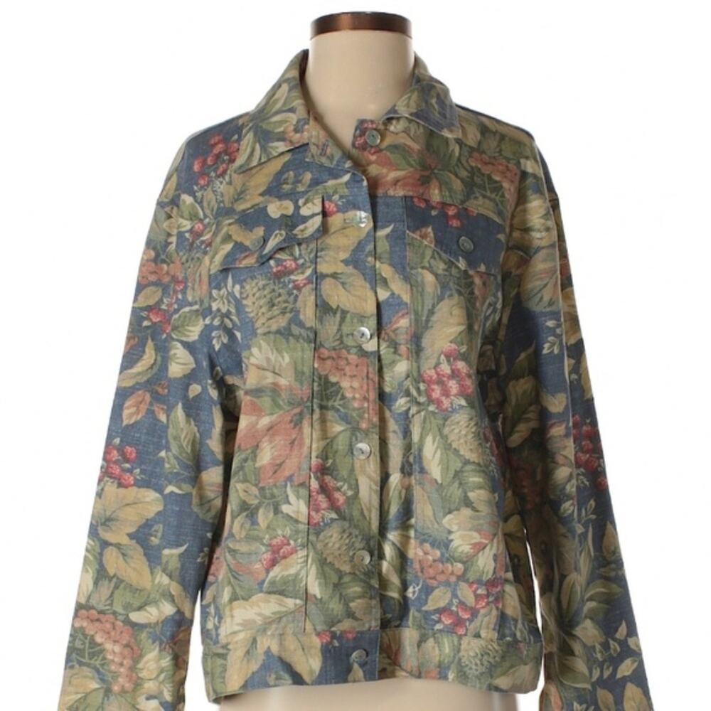 Vintage Norm Thompson | boho chic cottagecore nature themed print coat jacket